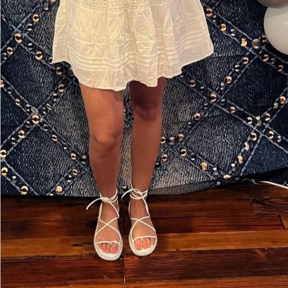 SCHUTZ Silver and White Strappy Sandals